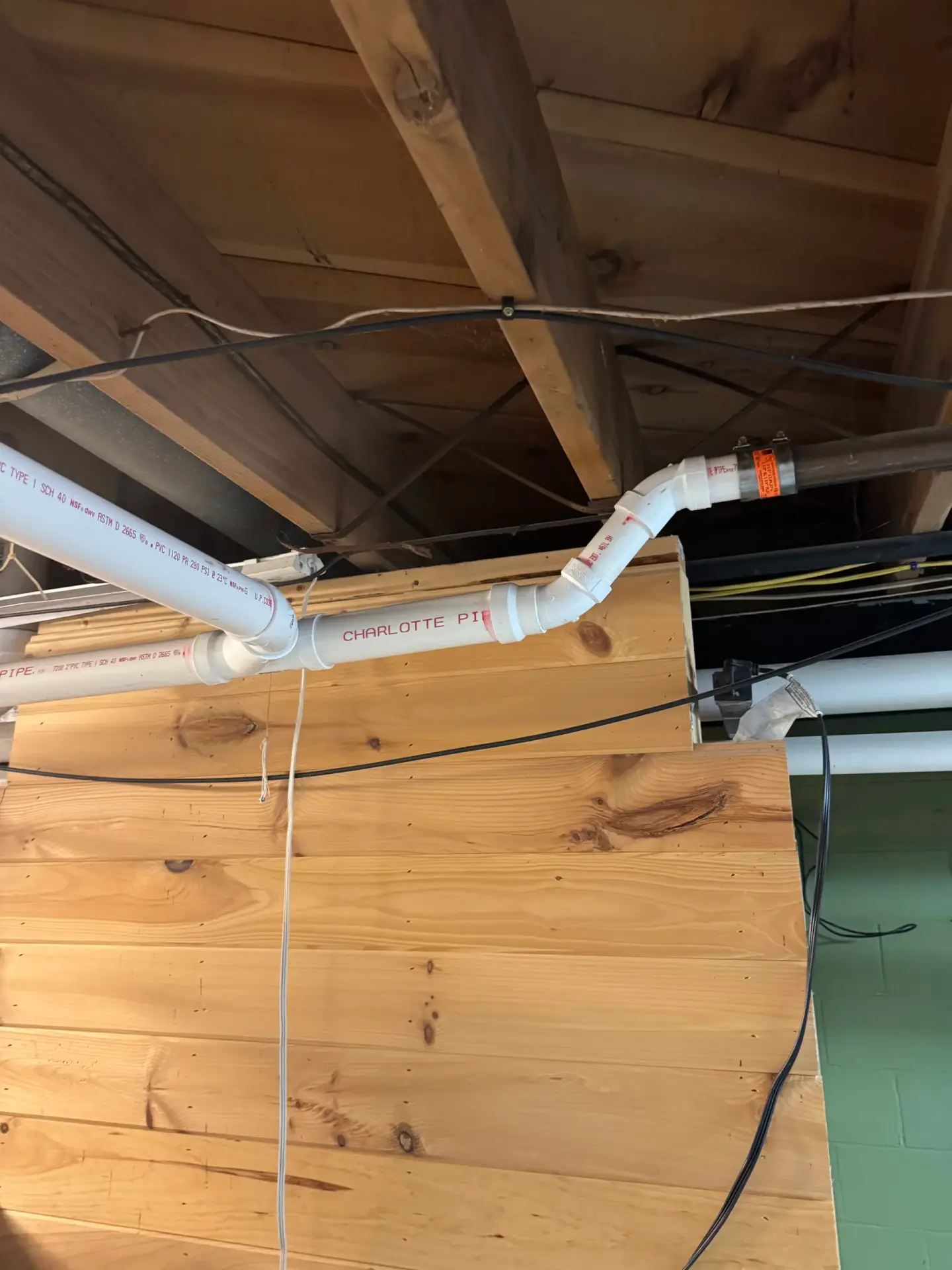 New PVC pipe run installed during a pipe repair job in Licking County